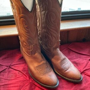 Vintage Leather Brown Western Boots Made in USA